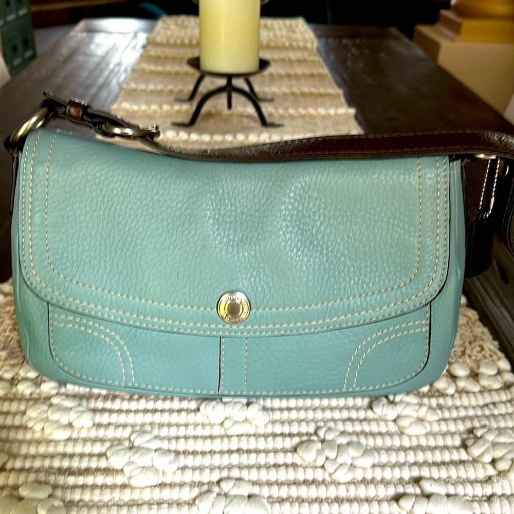 Coach teal leather bag